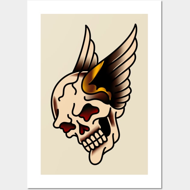 American Traditional Winged Skull Wall Art by OldSalt